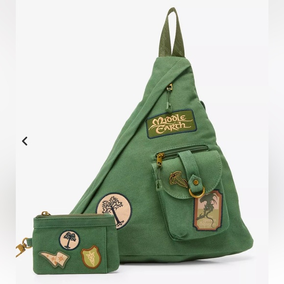 Her Universe Handbags - The Lord of the Rings Patches Canvas Sling Crossbody Bag & Cardholder -Exclusive